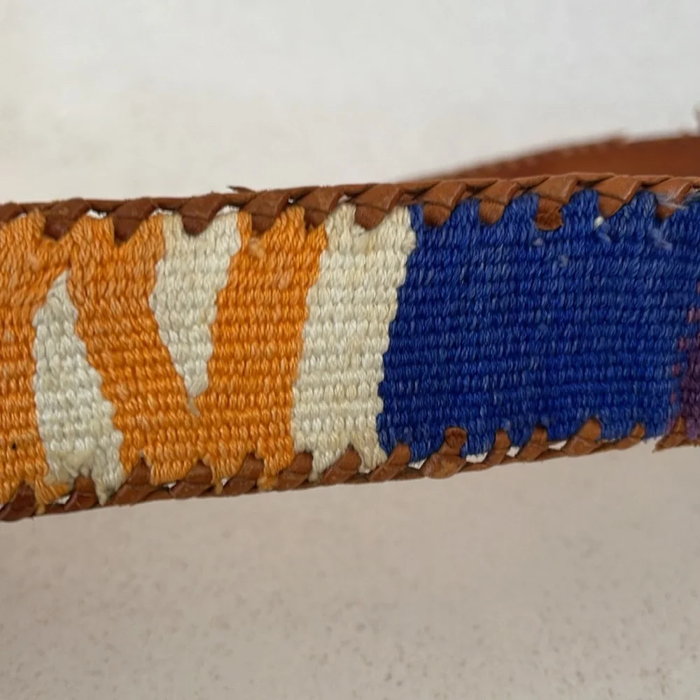 Vintage Guatemalan Woven Leather Belt Youth Small